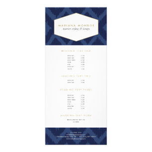 Ikat-Muster in Blau Designer-Rack-Karte Werbekarte