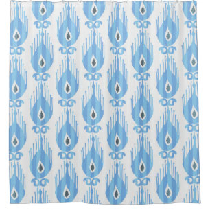 Ikat-Muster in blau und weiß Duschvorhang
