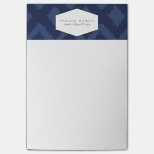 Ikat-Muster in blauen Designer-Post-it-Notes Post-it Klebezettel