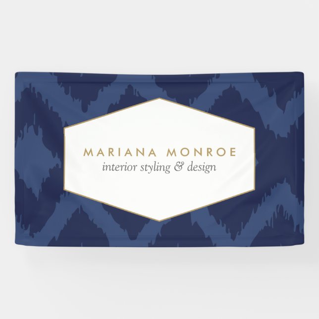 Ikat-Muster in Blue Designer Banner (Horizontal)