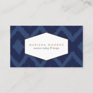 Ikat-Muster in der Blue Designer Business Card Visitenkarte