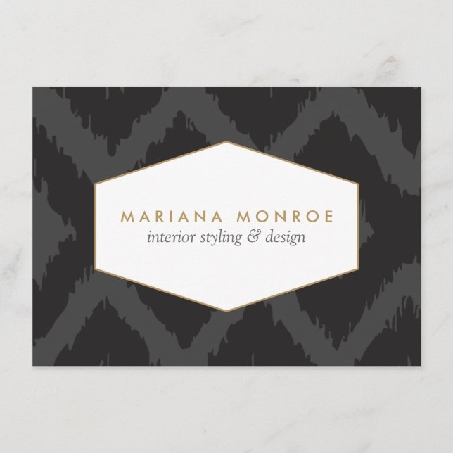 Ikat-Muster in dunkelgrauem Designer Flat Notecard Mitteilungskarte (Vorderseite)