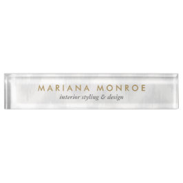 Ikat Muster in Grey Desk Namplate Namensplakette