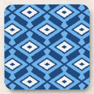 Ikat Muster, Indigo und Denim Blue Getränkeuntersetzer
