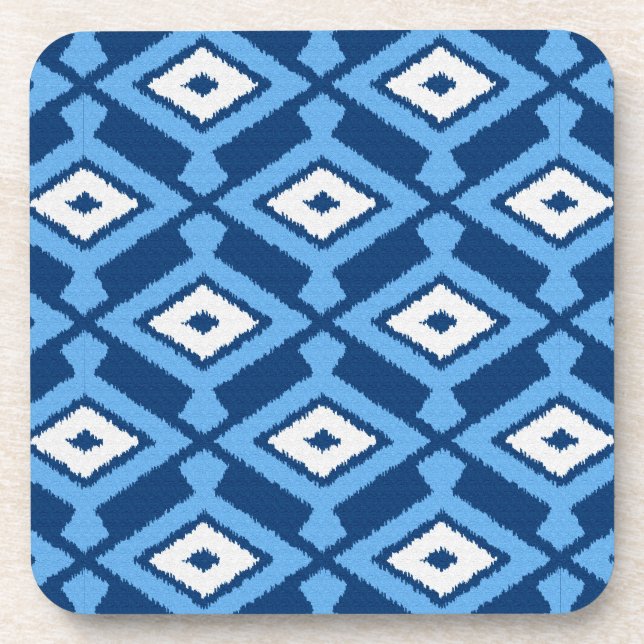 Ikat Muster, Indigo und Denim Blue Getränkeuntersetzer (Vorderseite)