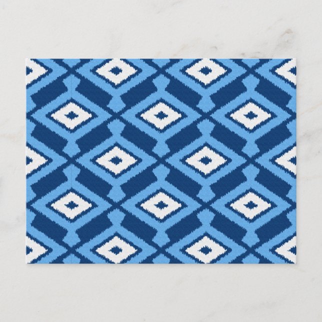 Ikat Muster, Indigo und Denim Blue Postkarte (Vorderseite)