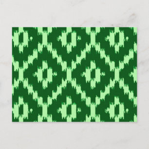 Ikat-Muster - Kiefern grün und blassgrün Postkarte