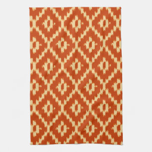 Ikat Muster - Mandarine und Koralle Geschirrtuch