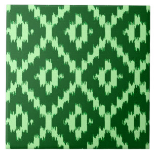 Ikat-Muster - Pine grün und blassgrün Fliese