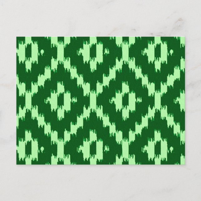 Ikat-Muster - Pine grün und blassgrün Postkarte (Vorderseite)