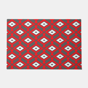 Ikat-Muster, Rot, Anthrazitgrau und Weiß Fußmatte