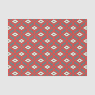 Ikat Muster - Rot, Grau und Beige Seidenpapier