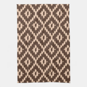 Ikat-Muster - Schokolade und Blasspfirsich Geschirrtuch