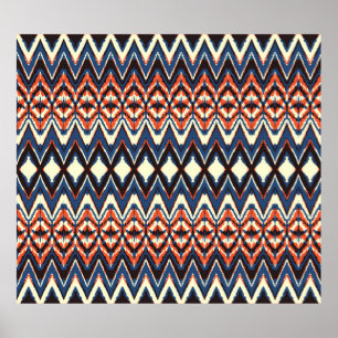 Ikat-nahtlos-Muster. Shibori-gefärbte Krawatte mit Poster