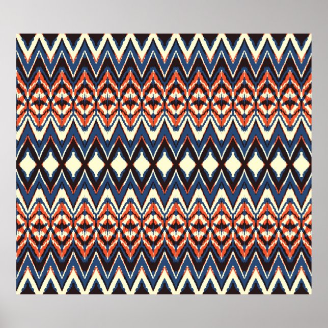 Ikat-nahtlos-Muster. Shibori-gefärbte Krawatte mit Poster (Vorne)