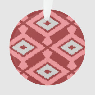 Ikat Pattern - Burgund, Grau und Korallen Ornament