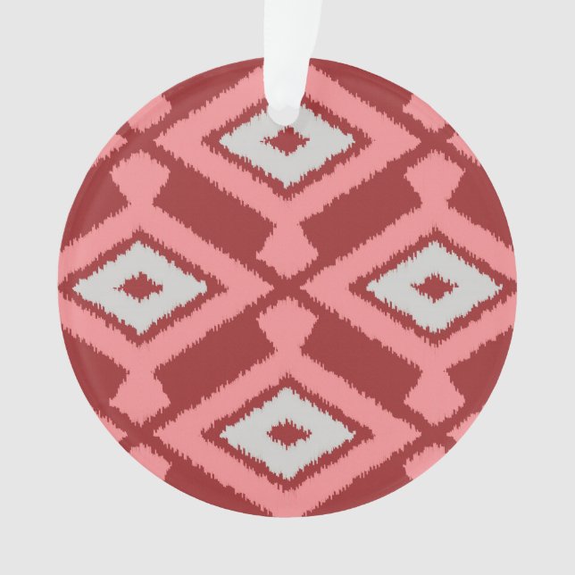 Ikat Pattern - Burgund, Grau und Korallen Ornament (Vorderseite)