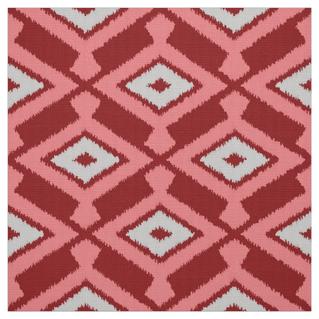 Ikat Pattern - Burgund, Grau und Korallen Stoff (Muster)
