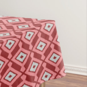 Ikat Pattern - Burgund, Grau und Korallen Tischdecke