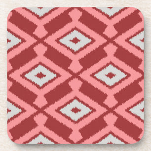 Ikat Pattern - Burgund, Grau und Korallen Untersetzer