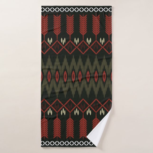 ikat Pattern. Geometrisches nahtloses Ornament. et Badehandtuch (Badehandtuch)