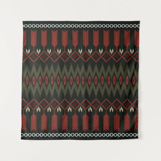 ikat Pattern. Geometrisches nahtloses Ornament. et Wandteppich (Vorderseite)