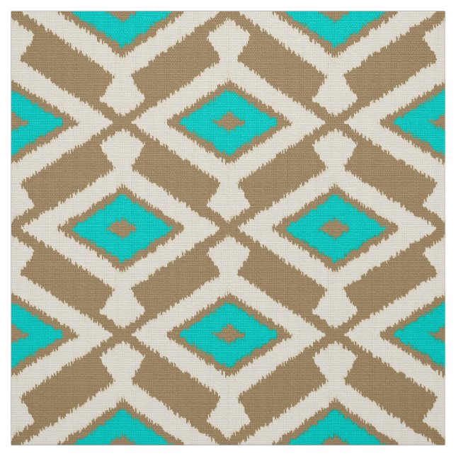 Ikat Pattern - Türkis, Taupe und Beige Stoff (Muster)