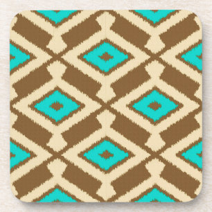 Ikat Pattern - Türkis, Taupe und Beige Untersetzer