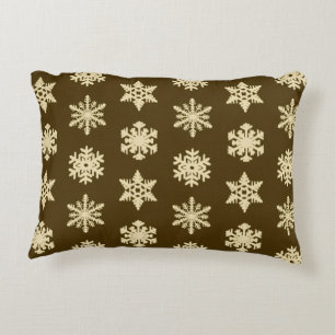 Ikat Schneeflocken - beige und schokoladenbraun Dekokissen