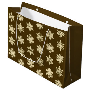 Ikat-Schneeflocken - Beige und Schokoladenbraun Große Geschenktüte