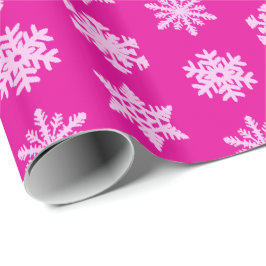 Ikat Schneeflocken - Fuchsien- und Eisrosa Geschenkpapier