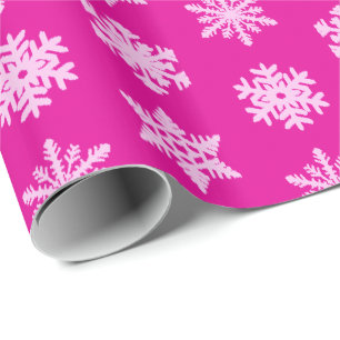 Ikat Schneeflocken - Fuchsien- und Eisrosa Geschenkpapier
