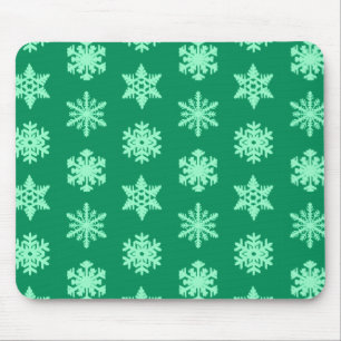 Ikat-Schneeflocken - Kiefer- und Minzgrün Mousepad