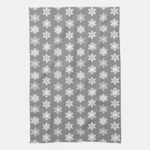 Ikat-Schneeflocken - Kohle grau und weiß Geschirrtuch