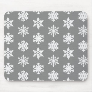 Ikat-Schneeflocken - Kohle grau und weiß Mousepad
