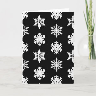 Ikat-Schneeflocken - Schwarzweiß Feiertagskarte