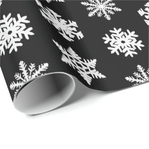 Ikat-Schneeflocken - Schwarzweiß Geschenkpapier