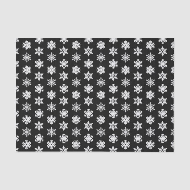 Ikat-Schneeflocken - Schwarzweiß Seidenpapier (Vorderseite)