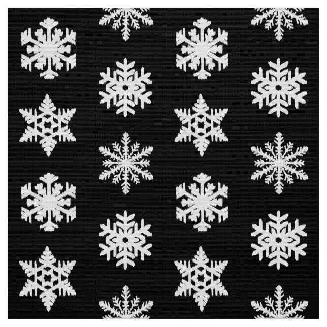 Ikat-Schneeflocken - Schwarzweiß Stoff (Muster)
