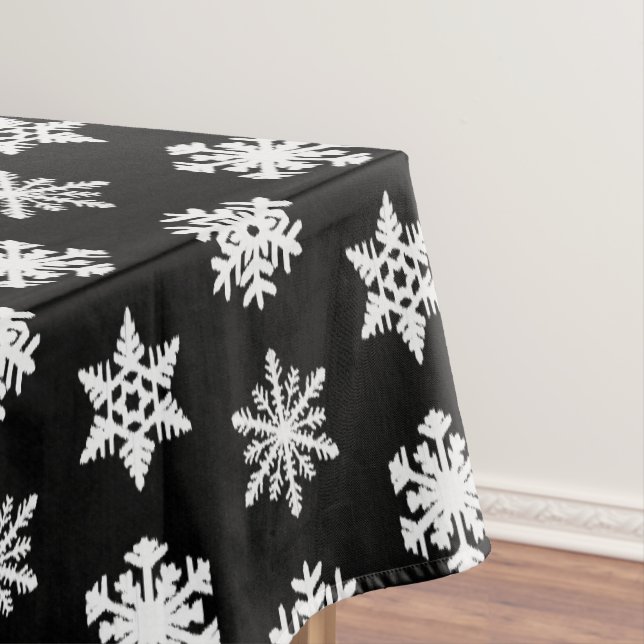 Ikat-Schneeflocken - Schwarzweiß Tischdecke (Beispiel)