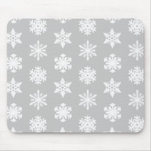 Ikat-Schneeflocken - Silbergrau und weiß Mousepad