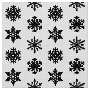 Ikat-Schneeflocken - weiß und schwarz Stoff