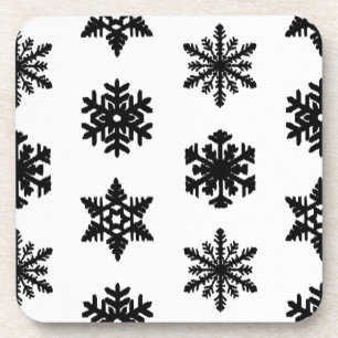 Ikat-Schneeflocken - weiß und schwarz Untersetzer