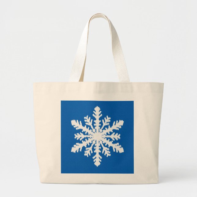 Ikat Snowflake 1 von 4 - Kobalt blau und weiß Jumbo Stoffbeutel (Vorne)