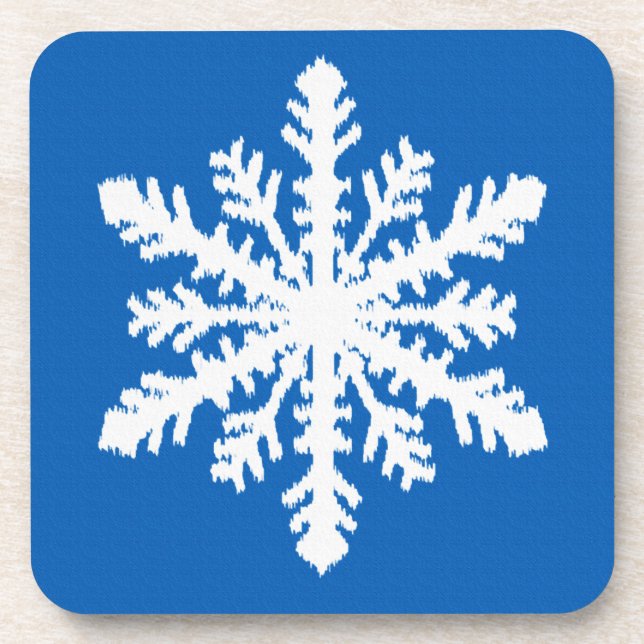 Ikat Snowflake 1 von 4 - Kobalt blau und weiß Untersetzer (Vorderseite)