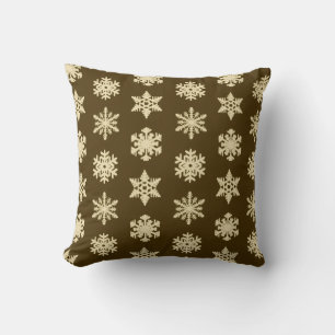 Ikat Snowflake - Beige und Schokolade Brown Kissen