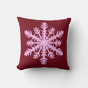 Ikat Snowflake - Burgunder Wein und Rosa Kissen