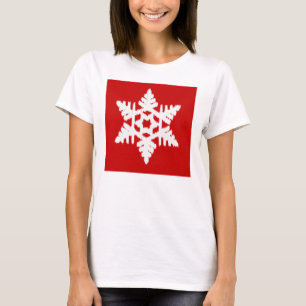 Ikat Snowflake - Dunkelrot und weiß T-Shirt
