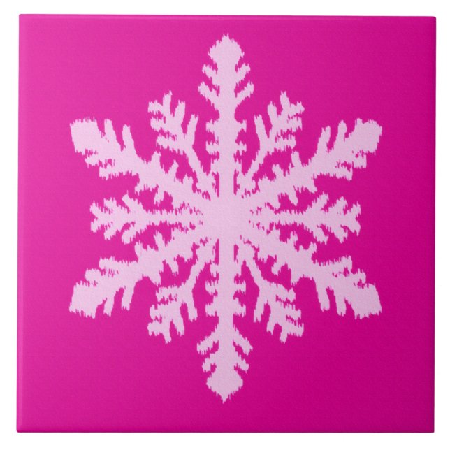 Ikat Snowflake - Fuchsia und Eispink Fliese (Vorderseite)