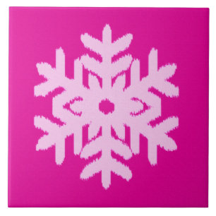 Ikat Snowflake - Fuchsia und Eispink Fliese